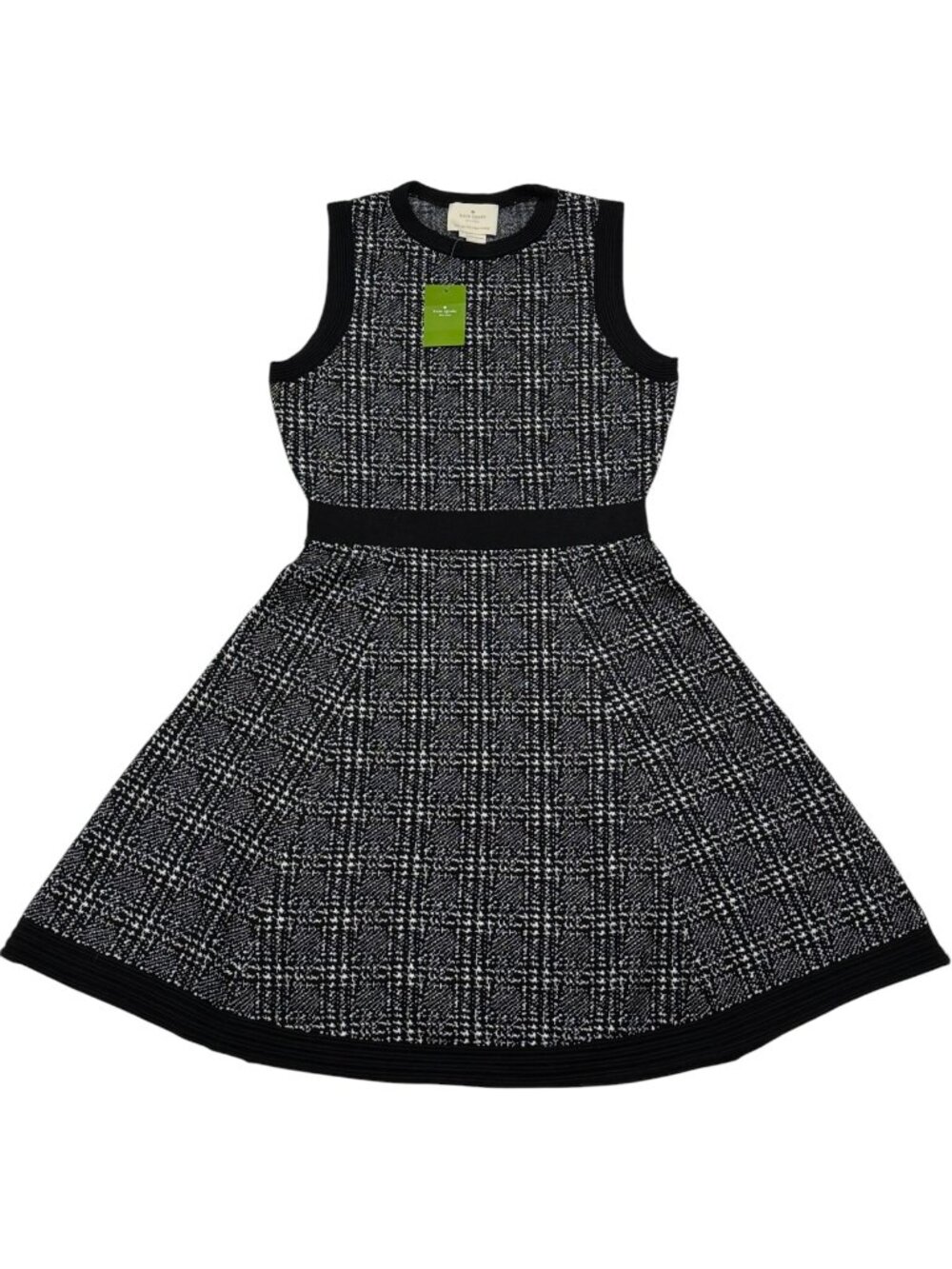 Kate ♠️ Spade "Out West" Mod Plaid Sweater Dress NWT Small Black White Wool NWT - Picture 2 of 10